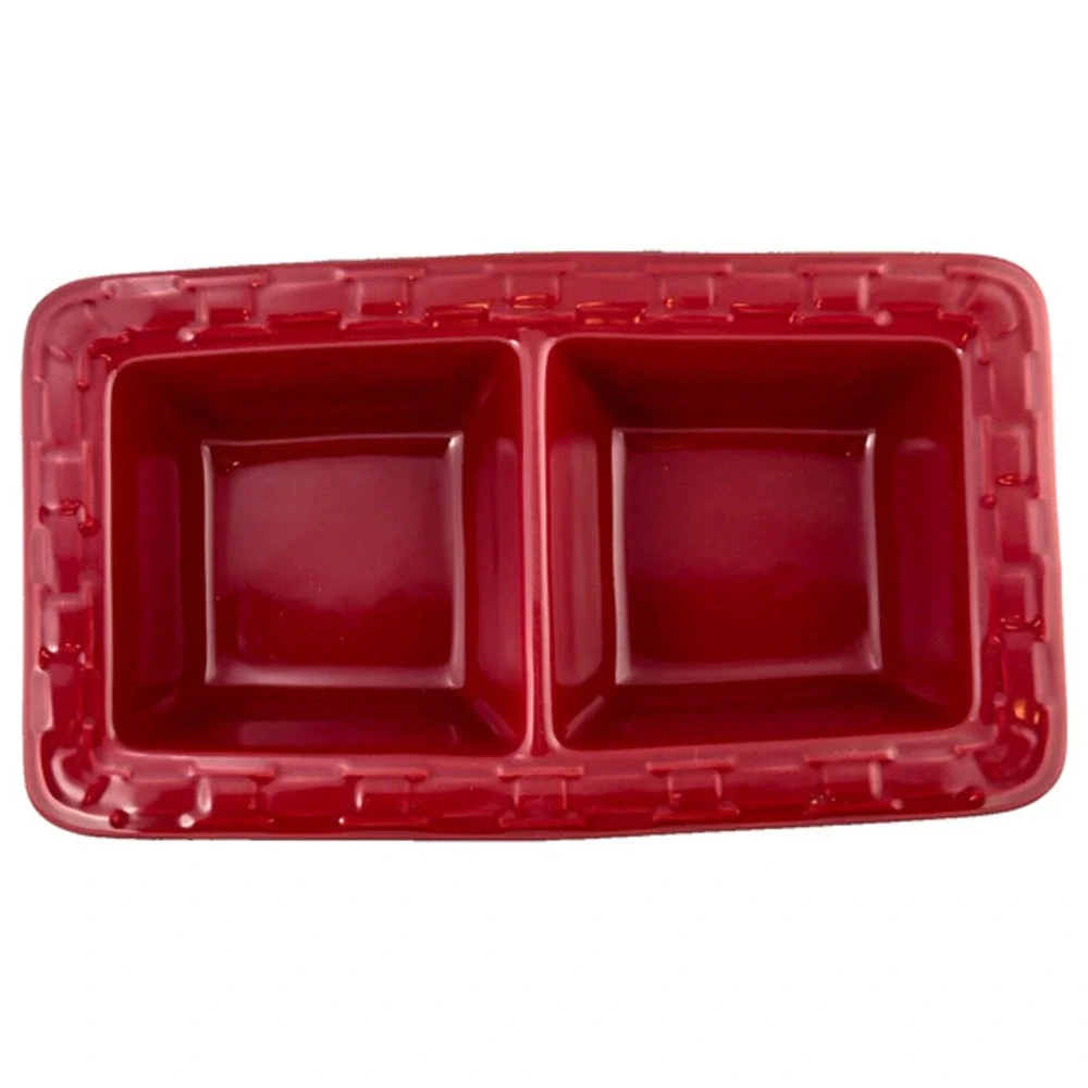 Longaberger Pottery Woven Traditions‎ Divided Dish Paprika Red #3181440